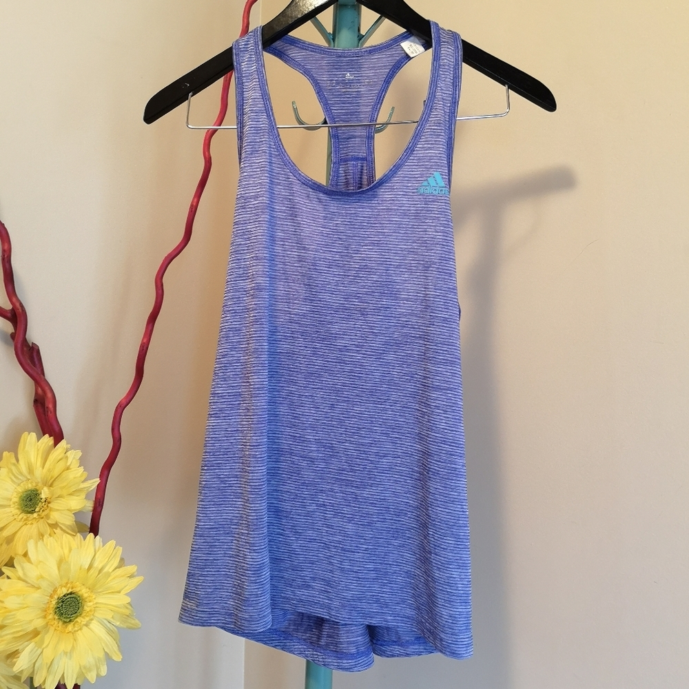 Adidas Purple Stripe Athletic Tank Top